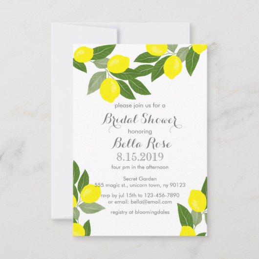 Boho Lemon Bridal Shower Invitations Kaart (Voorkant)
