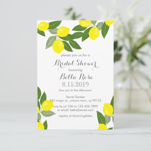 Boho Lemon Bridal Shower Invitations Kaart (Staand voorkant)