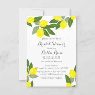 Boho Lemon Bridal Shower Invitations Kaart