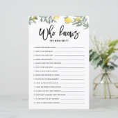 Boho Lemon die mam het beste Baby shower spel kent (Staand voorkant)