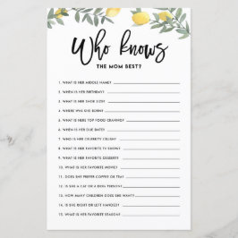 Boho Lemon die mam het beste Baby shower spel kent