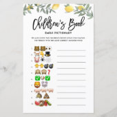 Boho Lemon Emoji Pictionary Books Baby shower Game (Voorkant)