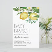 Boho Lemon en Blooms Baby Brunch Invitation (Staand voorkant)