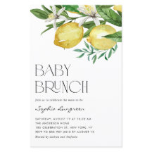Boho Lemon en Blooms Baby Brunch Invitation