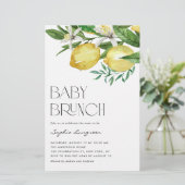 Boho Lemon en Blooms Baby Brunch Invitation (Staand voorkant)