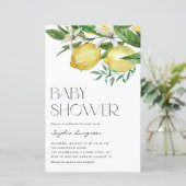 Boho Lemon en Blooms Baby shower Uitnodiging (Staand voorkant)