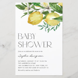 Boho Lemon en Blooms Baby shower Uitnodiging