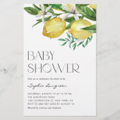 Boho Lemon en Blooms Baby shower Uitnodiging (Voorkant)