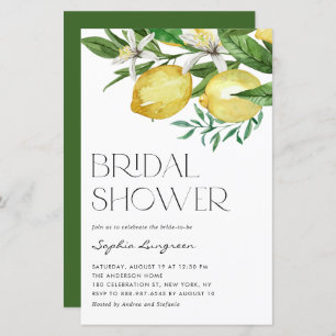 Boho Lemon en Blooms Bridal Shower Invitation