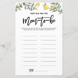 Boho Lemon hoe oud was mam Foto's Baby shower Game