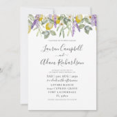 Boho Lemon & Lavender Foliage Wedding Invitation Kaart (Voorkant)