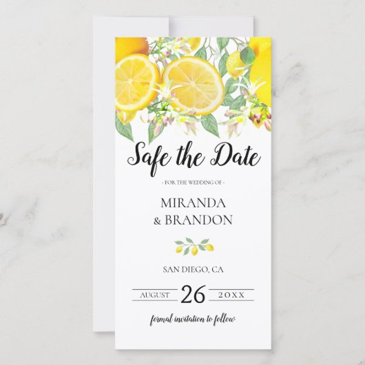 Boho Lemon Save the Date Aankondiging Evite (Voorkant)