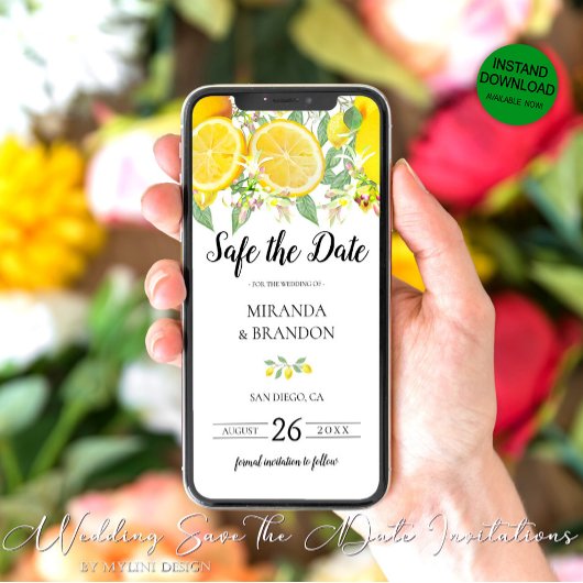 Boho Lemon Save the Date Aankondiging Evite