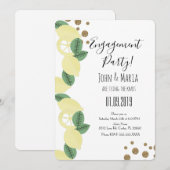 Boho Lemon Slices Engagement Party Faux Glitter Kaart (Voorkant / Achterkant)