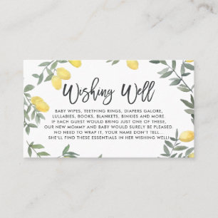 Boho Lemon Wreath Baby shower Wishing Well Kaart Visitekaartje