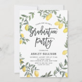 Boho Lemon Wreath Tropical Graduation Party Kaart (Voorkant)