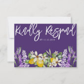 Boho Lemons & Lavender Wedding RSVP (Voorkant)
