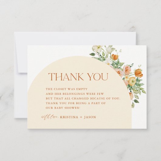 Boho Lente Bloemen Baby Shower Bedankkaartjes Bedankkaart (Voorkant)