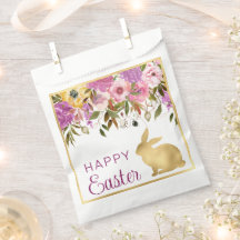 Boho Lente Bloemen en Gouden Konijntjes Gelukkig P
