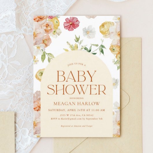 Boho Lente Bloemen Meisje Baby Shower Uitnodiging