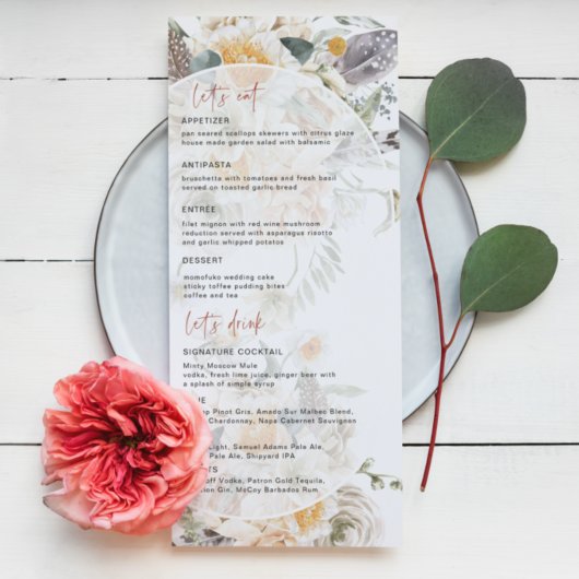Boho Lente Bloemen | Trouwmenu Menu