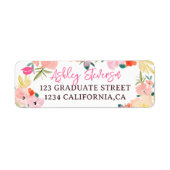 Boho lente roze tuin bloesem afstuderen etiket (Voorkant)