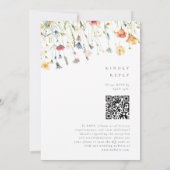 Boho Lente Wilde Bloem QR Code Trouwen Kaart (Achterkant)