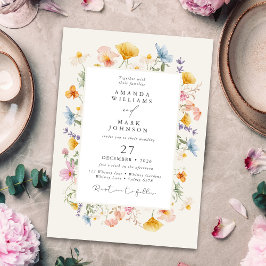 Boho Lente Wilde Bloemen Botanische Tuin Bruiloft  Kaart