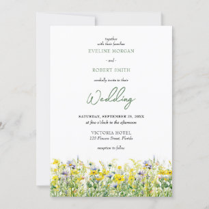 Boho lente wilde bloemen bruiloft uitnodiging