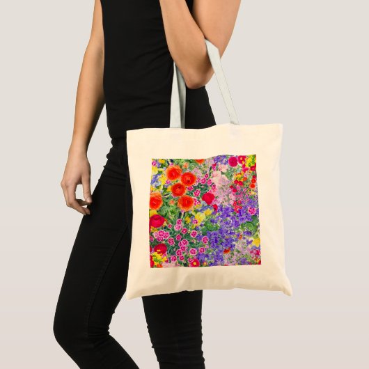 boho lente zomer florale kleurrijke canvas tas (Voorkant (product))