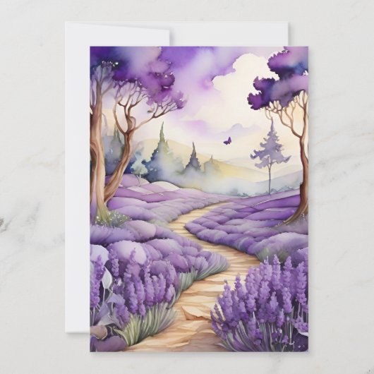 Boho Lente Zomer Lavendel Bruiloft Kaart (Achterkant)