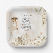 Boho Leopard | Baby shower van tropische regenwond Papieren Bordje (Voorkant)