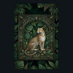 Boho Leopard Botanical Poster | Gold Line Art<br><div class="desc">Add a touch of elegant wilderness to your space with this Art Deco Leopard Jungle Poster. Featuring a beautifully stylized leopard sitting within a geometric emerald green arch, this dark botanical wall art is perfect for eclectic and boho home interiors. The intricate gold line art and lush tropical leaves create...</div>