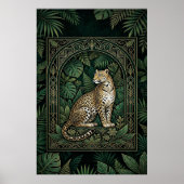 Boho Leopard Botanical Poster | Gold Line Art  (Voorkant)