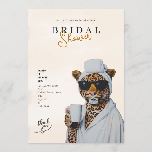 boho leopard bridal shower invitation feestdagenkaart (Voorkant)