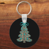 Boho Leopard Christmas Tree Cheetah Print Coquette Sleutelhanger (Voorkant)