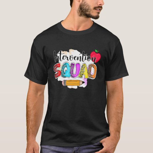 Boho Leopard Intervention Teacher Squad First Day T-shirt (Voorkant)