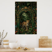 Boho Leopard Jungle Poster | Vintage Green (Keuken)