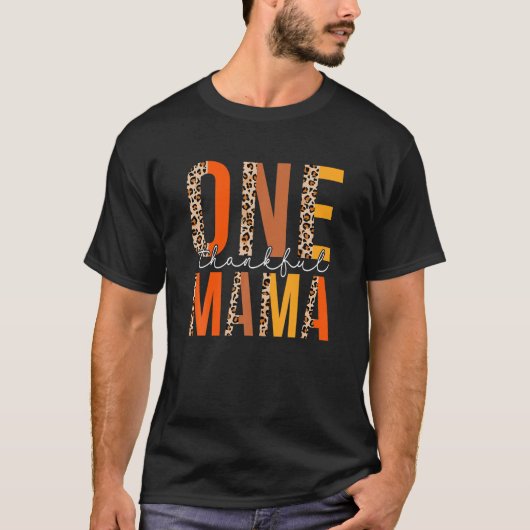 Boho Leopard One Thankful Mama Herfst Vibes Thanks T-shirt (Voorkant)