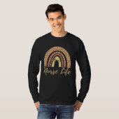 Boho Leopard Rainbow Nurse Life T-shirt (Voorkant volledig)
