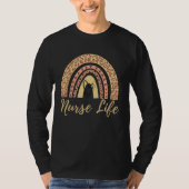 Boho Leopard Rainbow Nurse Life T-shirt (Voorkant)