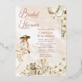 Boho Leopard | Vrijgezellenfeest van tropische reg Folie Uitnodiging (Voorkant)