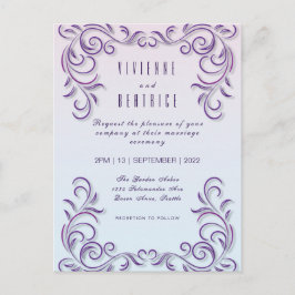 Boho Lesbische bruiloft Lila uitnodiging