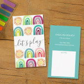 Boho Let's Play Rainbow & Suns Playdate mama Contactkaartje