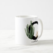 Boho Letter C Monogram Waterverf Tropische Cactus Koffiemok (Voorkant rechts)