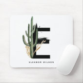 Boho Letter E Monogram | Monogram tropische cactus Muismat (Met muis)