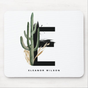Boho Letter E Monogram   Monogram tropische cactus Muismat