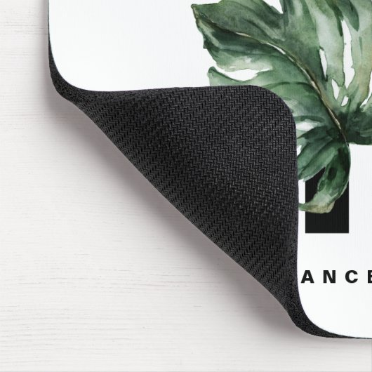 Boho Letter F Monogram | Monogram tropische blader Muismat (Hoek)