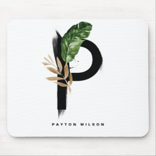 Boho Letter P Monogram Palm laat tropisch Muismat