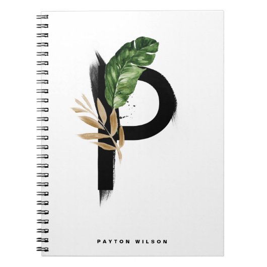 Boho Letter P Monogram Palm laat tropisch Notitieboek (Voorkant)